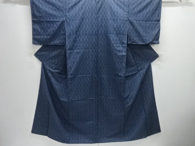 よろけ縞模様織り出し手織り紬着物